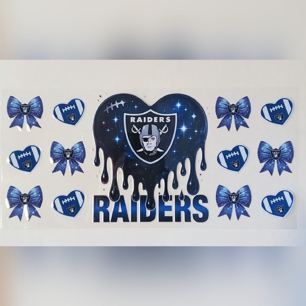 🌸3/$10 Raiders Football Themed UV DTF cup wrap transfer stickers Diy